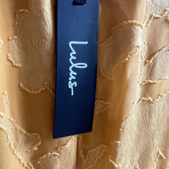 Lulus True as Can Be Mustard Yellow Burnout Floral Ruffled Mini Dress NWT XL - Picture 10 of 10